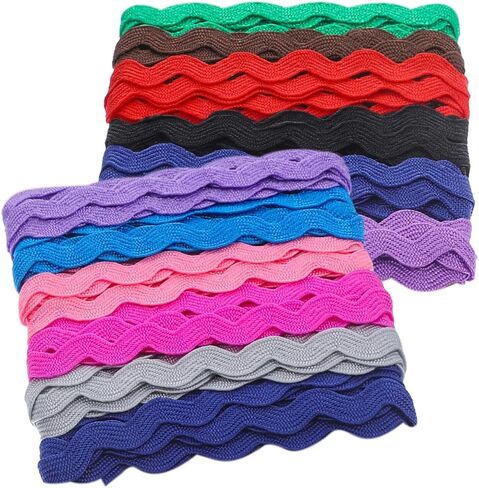 Exceart 2 بكرة 8 مم Rick Rack Trim Zig Zag جديلة منسوجة شريط شريطي للخياطة وتغليف الهدايا وصياغة حفلات الزفاف وحفلات استقبال المولود الجديد (6 ياردات) in Kuwait