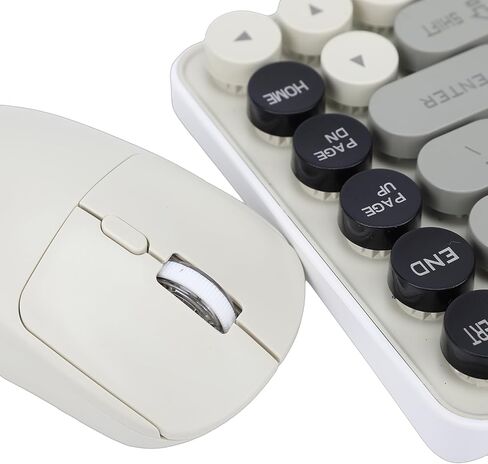 Wireless Keyboard Mouse Combo, 85 Keys 2.4G Bluetooth Dual Mode Retro Round Keycaps, with 10M Range Removable Keycaps 9 Degree Tilt, for Wins OS X in Kuwait
