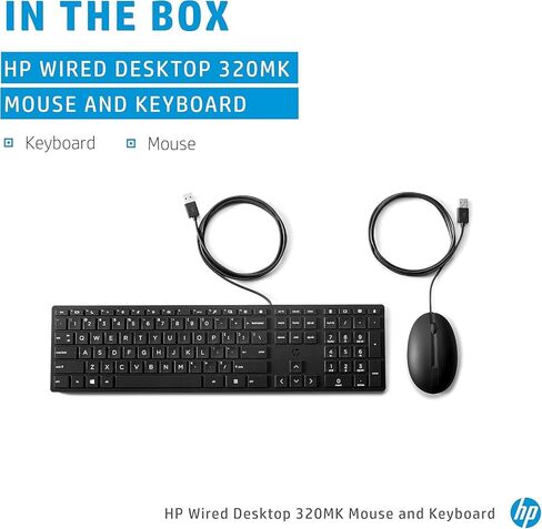 HP 320MK Wired Desktop Mouse and Keyboard Combo - Pack of 10 in Saudi Arabia
