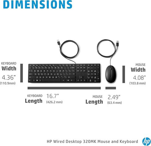 HP 320MK Wired Desktop Mouse and Keyboard Combo - Pack of 10 in Saudi Arabia