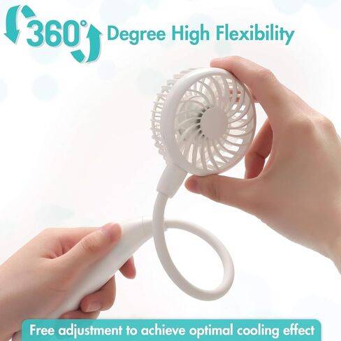 Portable Neck Fan, 2600mAh Battery Operated Ultra Quiet Hands Free USB Fan with 3 Speeds, Strong Wind, 360° Adjustable High Flexibility Wearable Personal Fan for Home Office Outdoor Travel-White in Saudi Arabia
