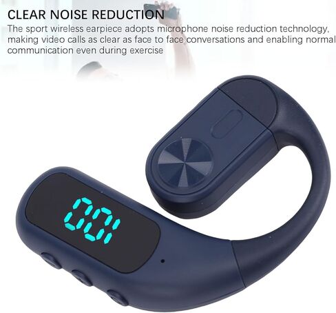 سماعة رأس PUSOKEI Ear Hook، سماعة أذن لاسلكية واحدة مع ميكروفون لإلغاء الضوضاء، شاشة رقمية، قابلة للدوران 180 درجة، زمن استجابة منخفض، سماعة رأس لنظام iOS (أزرق) in Kuwait