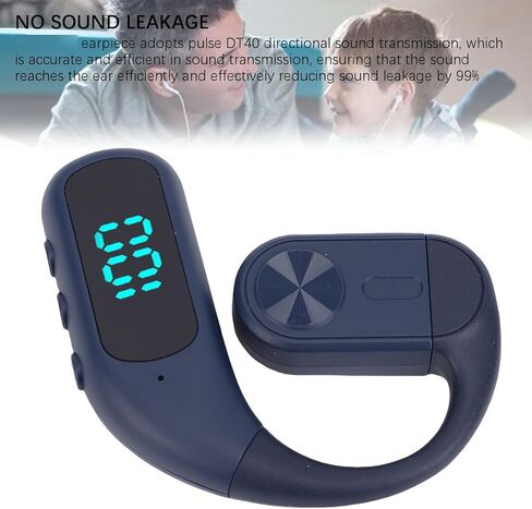 سماعة رأس PUSOKEI Ear Hook، سماعة أذن لاسلكية واحدة مع ميكروفون لإلغاء الضوضاء، شاشة رقمية، قابلة للدوران 180 درجة، زمن استجابة منخفض، سماعة رأس لنظام iOS (أزرق) in Kuwait