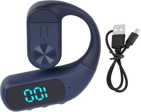 سماعة رأس PUSOKEI Ear Hook، سماعة أذن لاسلكية واحدة مع ميكروفون لإلغاء الضوضاء، شاشة رقمية، قابلة للدوران 180 درجة، زمن استجابة منخفض، سماعة رأس لنظام iOS (أزرق) in Kuwait