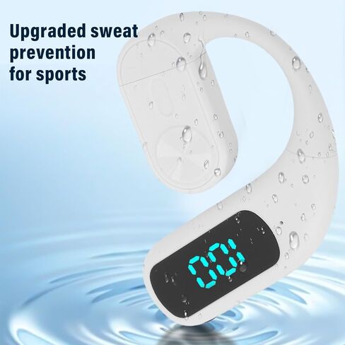 PUSOKEI Ear Hook Headphone, Single Ear Wireless Headset with Noise Canceling Mic, Digital Display, 180 Rotatable, Low Latency, Headset for iOS (White) in Saudi Arabia