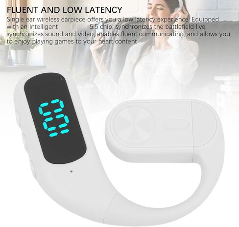 PUSOKEI Ear Hook Headphone, Single Ear Wireless Headset with Noise Canceling Mic, Digital Display, 180 Rotatable, Low Latency, Headset for iOS (White) in Saudi Arabia