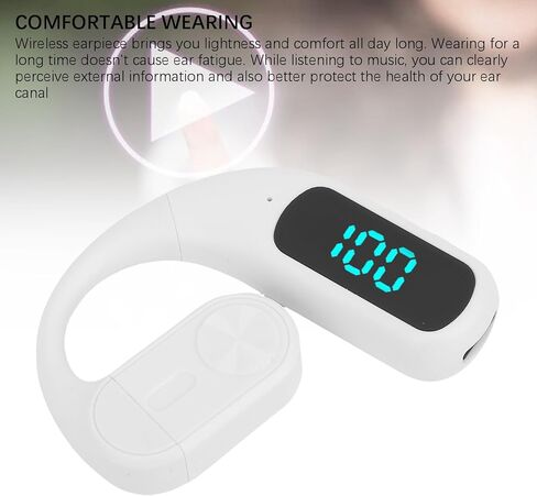 PUSOKEI Ear Hook Headphone, Single Ear Wireless Headset with Noise Canceling Mic, Digital Display, 180 Rotatable, Low Latency, Headset for iOS (White) in Saudi Arabia