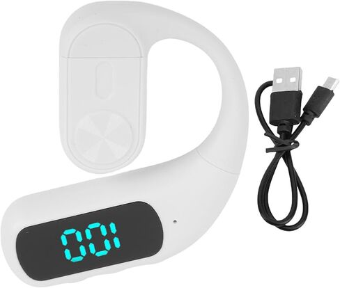 PUSOKEI Ear Hook Headphone, Single Ear Wireless Headset with Noise Canceling Mic, Digital Display, 180 Rotatable, Low Latency, Headset for iOS (White) in Saudi Arabia
