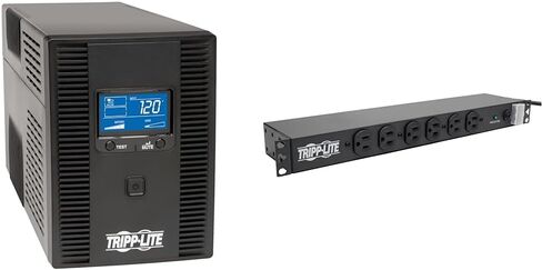 Tripp Lite SMART1500LCDT 1500VA 900W UPS Battery Back Up, AVR, LCD Display, Line-Interactive & 14-Outlet Rackmount PDU Surge Protector Power Strip, 15A, 120V, 3000 Joules Protection in Saudi Arabia