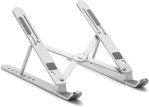 Adjustable Stainless Steel Laptop Stand for Desk | Foldable Portable Metal Notebook Holder & Riser for MacBook, iPad & 10–15.6 Inch Laptops (Silver) in Saudi Arabia