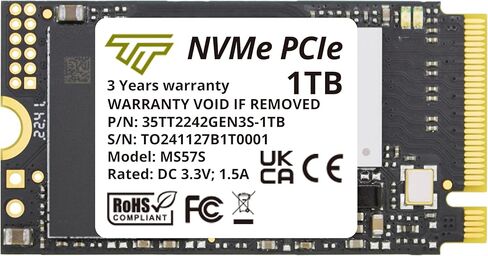 Timetec 1TB M.2 2242 NVMe SSD - PCIe Gen3x4, Single Sided, Read/Write Up to 2,500/1,700 MB/s, Compatible with Lenovo ThinkPad X1 Nano Gen 2 & ThinkPad 11e Yoga Gen 6 Laptops in Kuwait