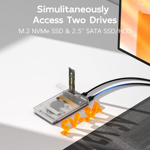 حاوية MAIWO مقاس 2.5 بوصة SATA SSD HDD، محول NVMe إلى USB C، قارئ محرك أقراص ثابت مجاني بسرعة 10 جيجابت في الثانية لـ M.2 PCIe NVMe M Key SSD وكابل SATA 2.5 بوصة، طاقة 5 فولت 3 أمبير in Kuwait