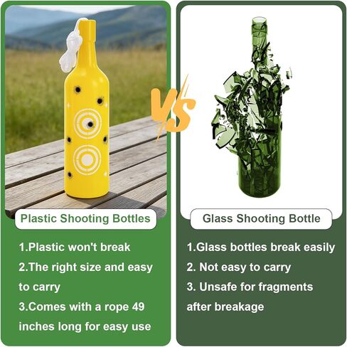 6 Pack Plastic Bottles Targets, Shatterproof Bottles Shooting Target with Hanging Rope, Bright Colors Resetting Targets for Backyard Indoor Outdoor Practice in Saudi Arabia