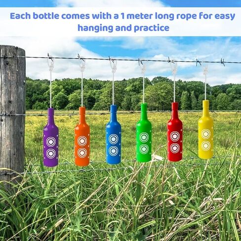 6 Pack Plastic Bottles Targets, Shatterproof Bottles Shooting Target with Hanging Rope, Bright Colors Resetting Targets for Backyard Indoor Outdoor Practice in Saudi Arabia