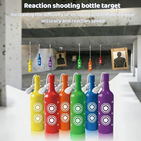 6 Pack Plastic Bottles Targets, Shatterproof Bottles Shooting Target with Hanging Rope, Bright Colors Resetting Targets for Backyard Indoor Outdoor Practice in Saudi Arabia