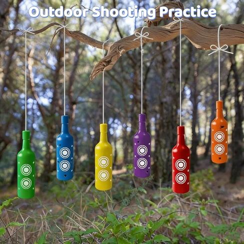 6 Pack Plastic Bottles Targets, Shatterproof Bottles Shooting Target with Hanging Rope, Bright Colors Resetting Targets for Backyard Indoor Outdoor Practice in Saudi Arabia
