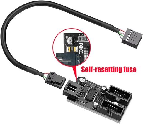 USB 9Pin Expansion Card Male 1 to 2/4 Female Extension Cable Adapter Circuit Board 2.0 HUB Hub for Desktop Motherboards in Saudi Arabia
