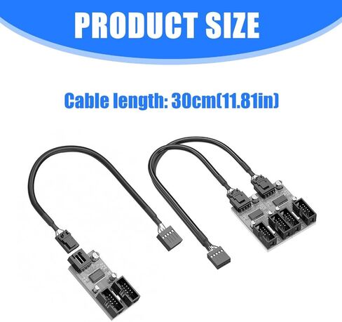 USB 9Pin Expansion Card Male 1 to 2/4 Female Extension Cable Adapter Circuit Board 2.0 HUB Hub for Desktop Motherboards in Saudi Arabia
