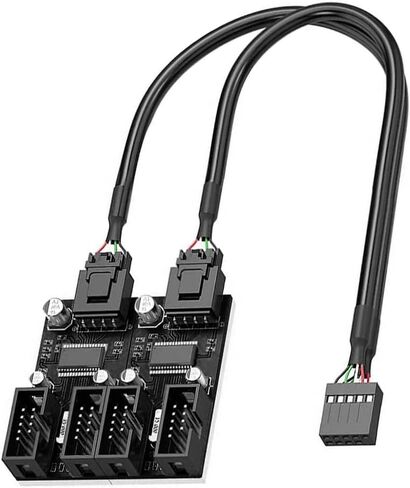 USB 9Pin Expansion Card Male 1 to 2/4 Female Extension Cable Adapter Circuit Board 2.0 HUB Hub for Desktop Motherboards in Saudi Arabia