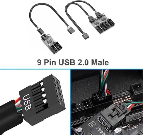 USB 9Pin Expansion Card Male 1 to 2/4 Female Extension Cable Adapter Circuit Board 2.0 HUB Hub for Desktop Motherboards in Saudi Arabia