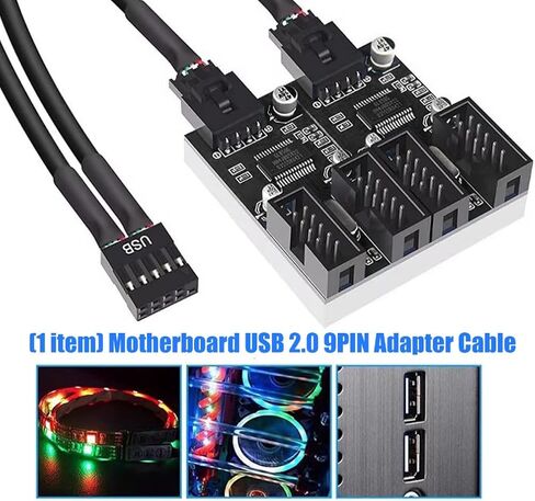 USB 9Pin Expansion Card Male 1 to 2/4 Female Extension Cable Adapter Circuit Board 2.0 HUB Hub for Desktop Motherboards in Saudi Arabia
