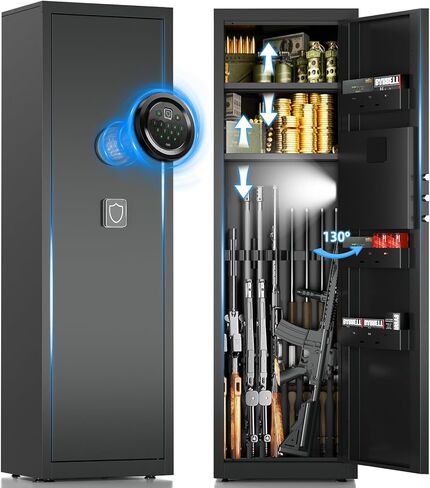 12-15 Gun Safe for Rifles and Pistols,Rifle Safe for Home,Gun Cabinets for Rifles and Shotguns with Digital Keypad and Alarm Mode,Easy Assembly Gun Locker,Internal Lockable Box & Removable Shelves in Saudi Arabia