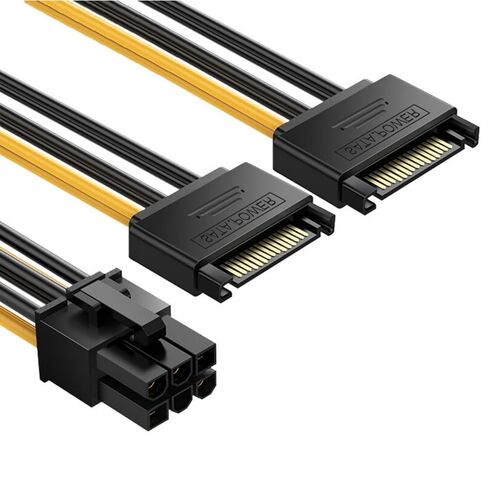 كابل الطاقة SATA15Pin إلى 6Pin لبطاقة الفيديو سلك محول الطاقة مصدر طاقة ثابت طلاء PVC مقاوم للهب in Kuwait