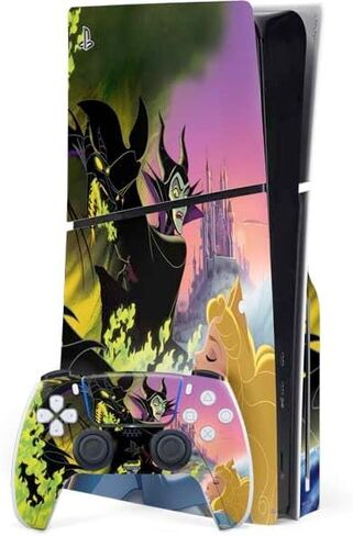 Skinit Decal Gaming Skin Compatible with PS5 Slim Disk Bundle - Officially Licensed Disney Villains Maleficent Design in Saudi Arabia