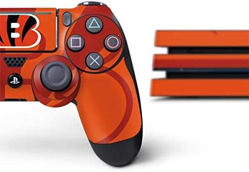 ملصق Skinit المخصص للألعاب متوافق مع وحدة تحكم PS4 Pro وحزمة وحدة التحكم - تصميم رؤية مزدوجة مرخص رسميًا من NFL Cincinnati Bengals in Kuwait