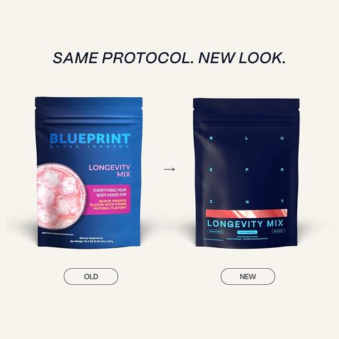 Blueprint Bryan Johnson Longevity Mix - ملحق Builder & Recovery Muscle - يعزز التركيز والمزاج المتوازن - الكرياتين ، L -theanine- Vegan ، Keto Friendly (30 حصص (حزمة 1) ، Orange Blood) in Kuwait