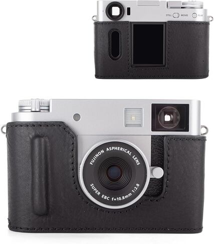 MUZIRI KINOKOO Case for Fuji X Half Camera, Retro Style Premium Genuine Leather Fuji X-Half Protective Case with Opening Bottom and Hand Grip Design - Black in Saudi Arabia