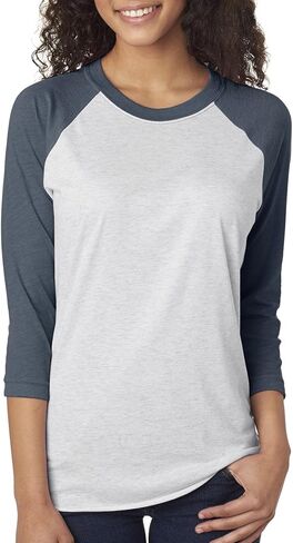 Next Level Tri-Blend 3/4 Raglan Tee, Vintage Royal/Premium Heather, Medium in Kuwait