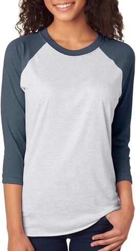 Next Level Tri-Blend 3/4 Raglan Tee, Vintage Royal/Premium Heather, Medium in Kuwait