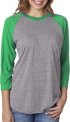 Next Level Tri-Blend 3/4 Raglan Tee, Vintage Royal/Premium Heather, Medium in Kuwait