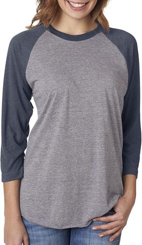 Next Level Tri-Blend 3/4 Raglan Tee, Vintage Royal/Premium Heather, Medium in Kuwait