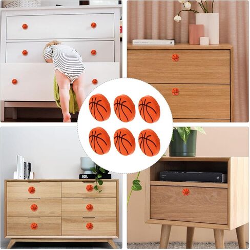 POPETPOP 6pcs Basketball Pattern Drawer Knobs and Pull Handles for Boy Girl Room Closets Cabinets and Dressers and Creative Decorative Door Hardware in Saudi Arabia