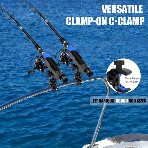 Fishing Rod Holder for Boat, Clamp on Fishing Pole Holders for Boats Fit Round Tube in Kuwait