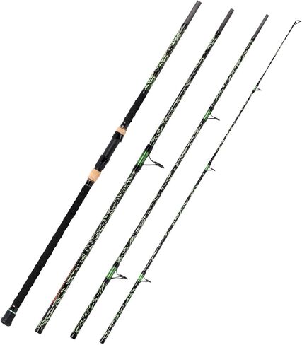 Fiblink Surf Fishing Rod، ألياف الكربون الغزل الشاطئ تصفح رود، 2 قطعة / 3 قطعة / 4 قطعة قضيب صيد السفر، تصميم نمط التمويه الأخضر، صيد الأمواج 9'6 "/ 10' / 12' / 15' in Kuwait