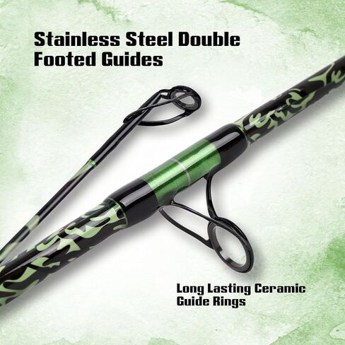 Fiblink Surf Fishing Rod، ألياف الكربون الغزل الشاطئ تصفح رود، 2 قطعة / 3 قطعة / 4 قطعة قضيب صيد السفر، تصميم نمط التمويه الأخضر، صيد الأمواج 9'6 "/ 10' / 12' / 15' in Kuwait
