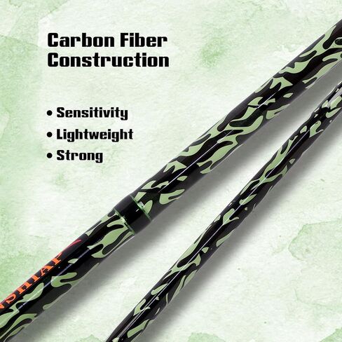 Fiblink Surf Fishing Rod، ألياف الكربون الغزل الشاطئ تصفح رود، 2 قطعة / 3 قطعة / 4 قطعة قضيب صيد السفر، تصميم نمط التمويه الأخضر، صيد الأمواج 9'6 "/ 10' / 12' / 15' in Kuwait