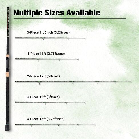 Fiblink Surf Fishing Rod، ألياف الكربون الغزل الشاطئ تصفح رود، 2 قطعة / 3 قطعة / 4 قطعة قضيب صيد السفر، تصميم نمط التمويه الأخضر، صيد الأمواج 9'6 "/ 10' / 12' / 15' in Kuwait