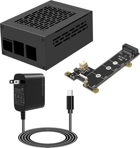 Geekworm X1001 M.2 Key-M NVMe SSD PIP PCIe Peripheral Board+P579 Metal Case+PD 27W USB-C Power Supply for Raspberry Pi 5 in Saudi Arabia