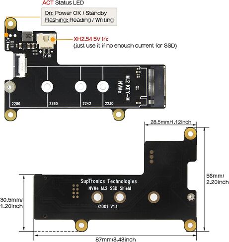 Geekworm X1001 M.2 Key-M NVMe SSD PIP PCIe Peripheral Board+P579 Metal Case+PD 27W USB-C Power Supply for Raspberry Pi 5 in Saudi Arabia