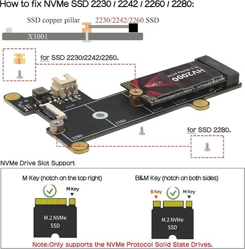 Geekworm X1001 M.2 Key-M NVMe SSD PIP PCIe Peripheral Board+P579 Metal Case+PD 27W USB-C Power Supply for Raspberry Pi 5 in Saudi Arabia