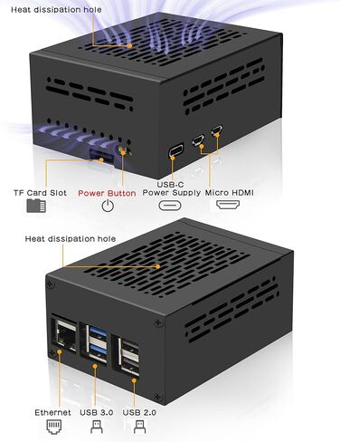 Geekworm X1001 M.2 Key-M NVMe SSD PIP PCIe Peripheral Board+P579 Metal Case+PD 27W USB-C Power Supply for Raspberry Pi 5 in Saudi Arabia