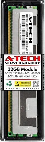 استبدال ذاكرة الوصول العشوائي A-Tech سعة 32 جيجابايت لـ Hynix HMT84GL7MMR4A-H9 | وحدة ذاكرة DDR3/DDR3L 1333 ميجا هرتز PC3L-10600 (PC3L-10600L) 4Rx4 1.35 فولت ECC LRDIMM وحدة ذاكرة DIMM ذات 240 دبوسًا in Kuwait