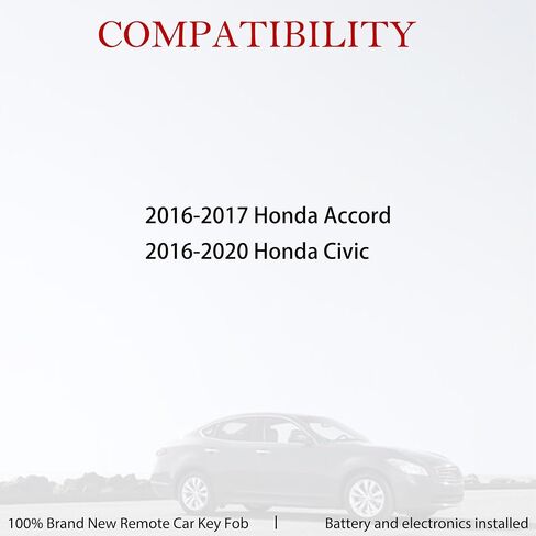 MechanMagic Key Fob استبدال جهاز التحكم عن بعد يناسب Honda Accord 2016 2017 / Civic 2016-2020 MLBHLIK6-1TA دخول بدون مفتاح التحكم عن بعد مفتاح غير مقطوع 4 أزرار 433Mhz 35118-T2A-A60 (مجموعة من 2) in Kuwait