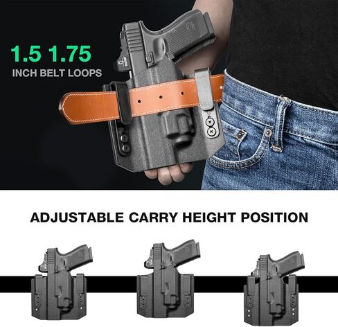 WARRIORLAND OWB Kydex Holster w/Optic Cut, Compatible with Glock 17/19 Gen3-5 &G23/G32 Gen3-4 & G19X/44/45 with TLR-8 TLR-8A Mounted Only, Not Fits TLR-8X, Outside Waistband Carry, Adj. Carry Position in Saudi Arabia
