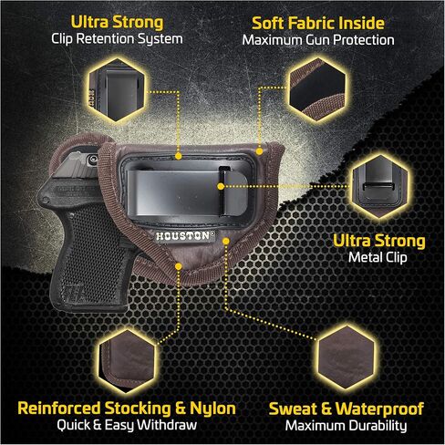 Brown Inside Waistband Gun Holster for Men/Women for Most Small 380, Keltec, Ruger LCP, Diamond Back, Small 25 & 22 Cal Eco Leather Concealed Handgun Holster 9mm. Pistol Holsters by Houston in Saudi Arabia