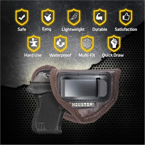 Brown Inside Waistband Gun Holster for Men/Women for Most Small 380, Keltec, Ruger LCP, Diamond Back, Small 25 & 22 Cal Eco Leather Concealed Handgun Holster 9mm. Pistol Holsters by Houston in Saudi Arabia